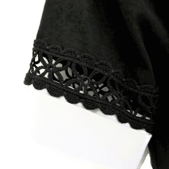 Anne Fontaine Top Zip Front Floral Daisy Cutouts Detachable Collar Stretch 40 M - Picture 6 of 14